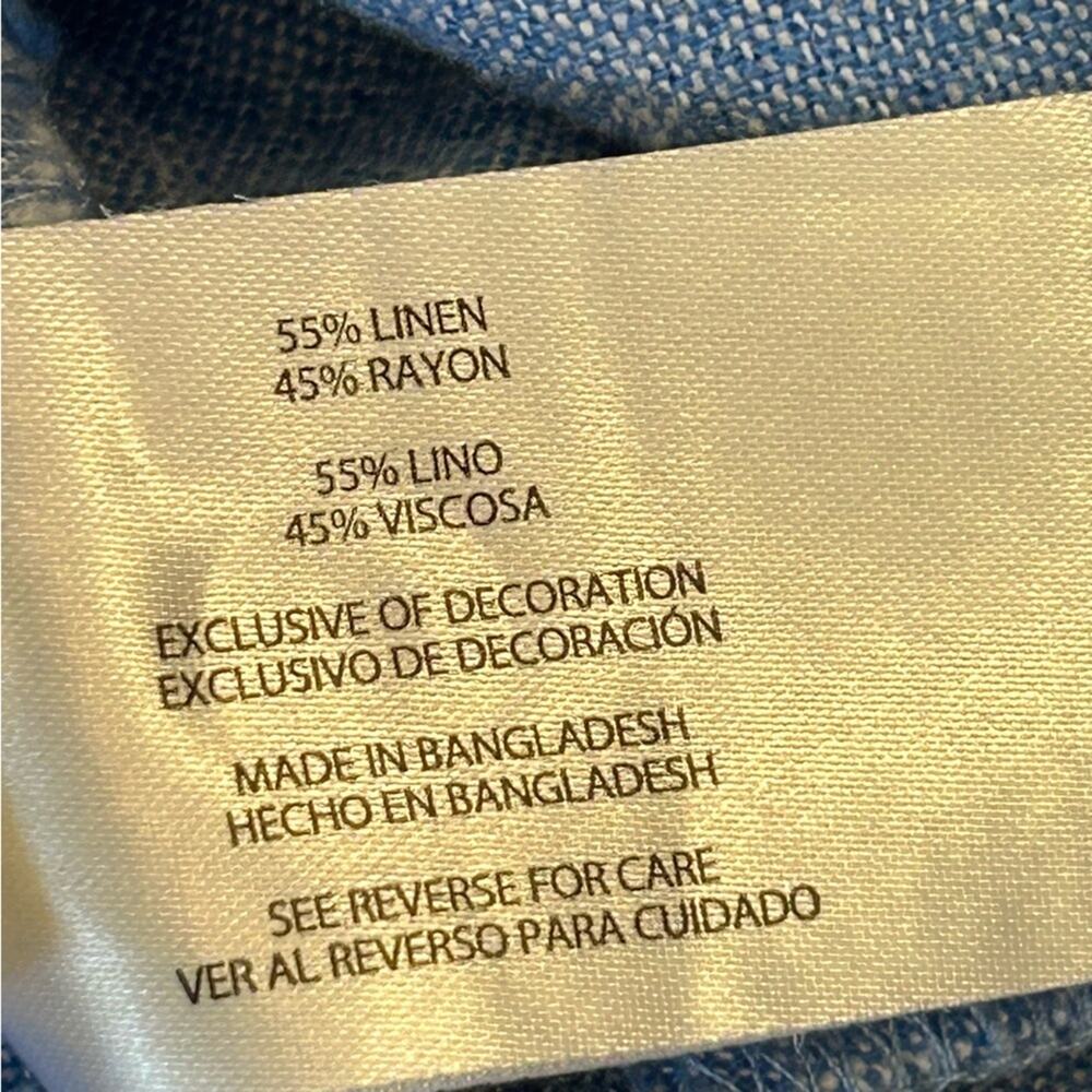 Orvis Denim Blue Casual Button Down Shirt Linen Rayon Large - Picture 6 of 7